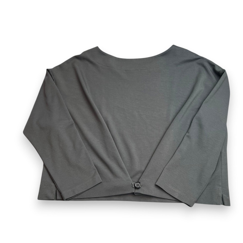 Bryn Walker Button Back Boxy Top Women Size S Grey Lagenlook Minimalist Neutral